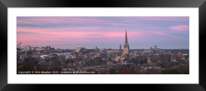 Pink Sky over Norwich Framed Mounted Print by Rick Bowden