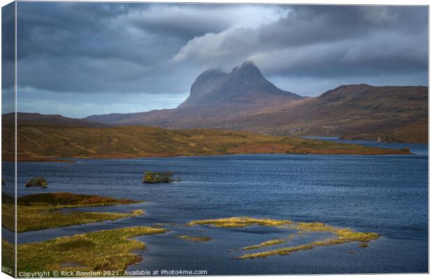 Suilven from Cam Loch Canvas Print by Rick Bowden