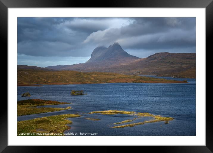 Suilven from Cam Loch Framed Mounted Print by Rick Bowden