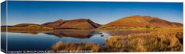 Tewet tarn in the lake district panorama  653 Canvas Print by PHILIP CHALK