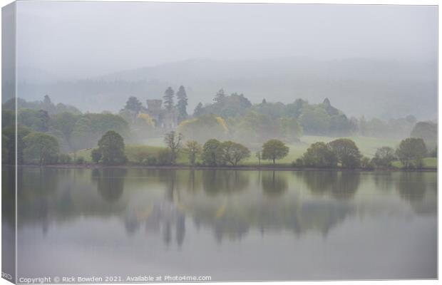Wray Castle in the Mist Canvas Print by Rick Bowden