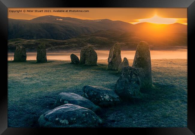 Sunrise at the Winter solstice at Castlerigg Stone Circle near K Framed Print by Peter Stuart