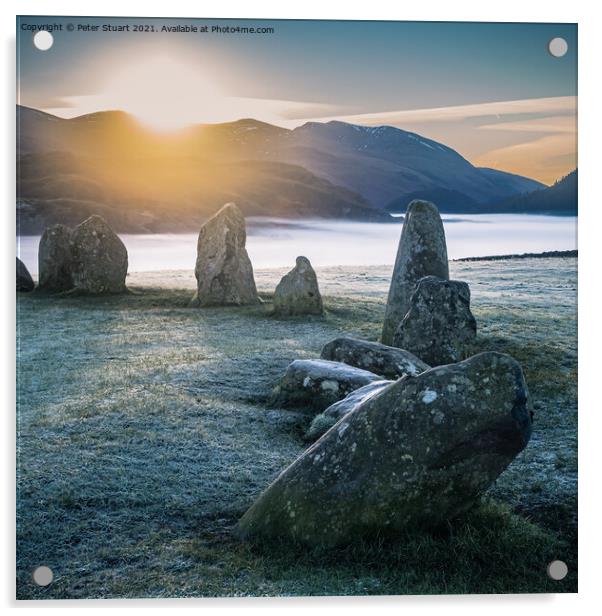 Sunrise at the Winter solstice at Castlerigg Stone Circle near K Acrylic by Peter Stuart