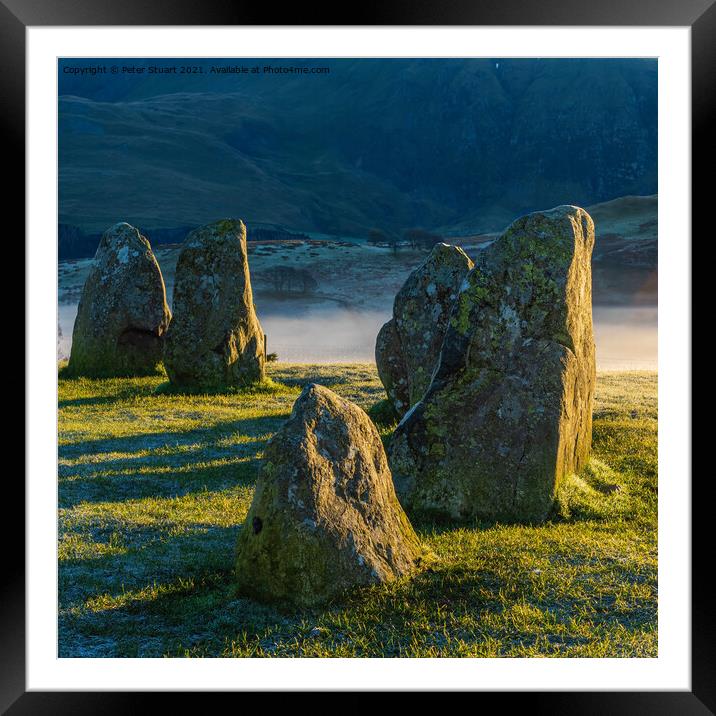 Sunrise at the Winter solstice at Castlerigg Stone Circle near K Framed Mounted Print by Peter Stuart