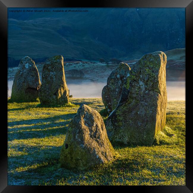 Sunrise at the Winter solstice at Castlerigg Stone Circle near K Framed Print by Peter Stuart