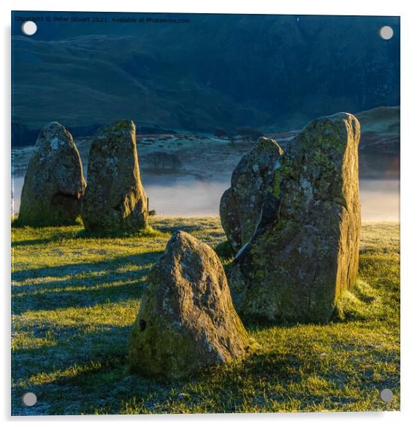 Sunrise at the Winter solstice at Castlerigg Stone Circle near K Acrylic by Peter Stuart