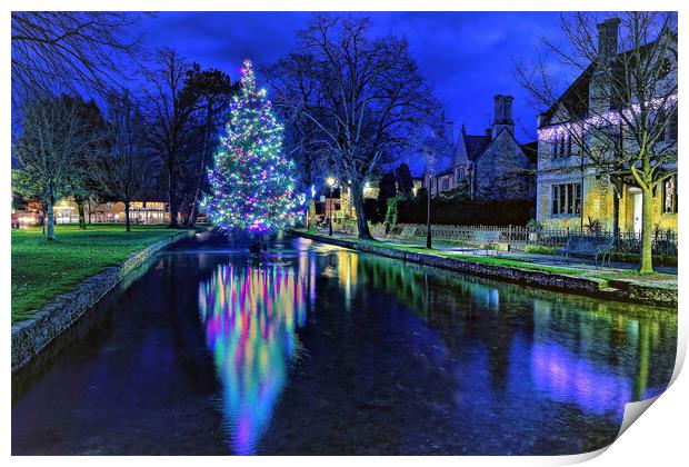 Bourton On The Water Christmas Tree Print by austin APPLEBY