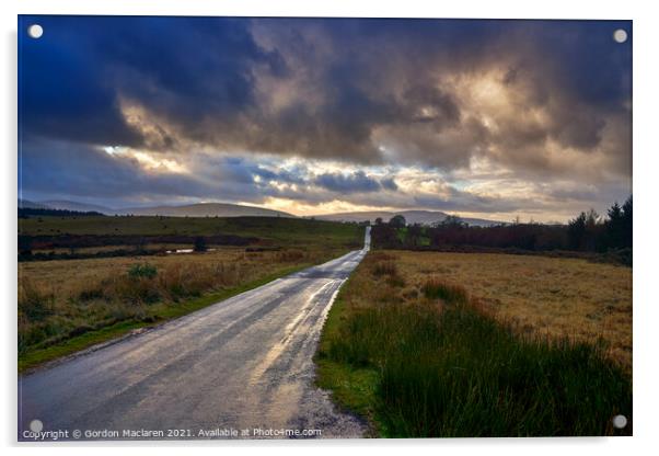 The road across Brecon Common (mynydd illtyd common) Acrylic by Gordon Maclaren