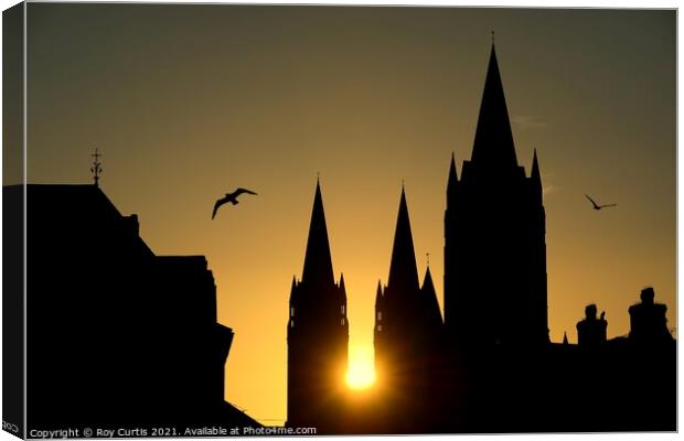 Truro Cathedral Sunset Canvas Print by Roy Curtis