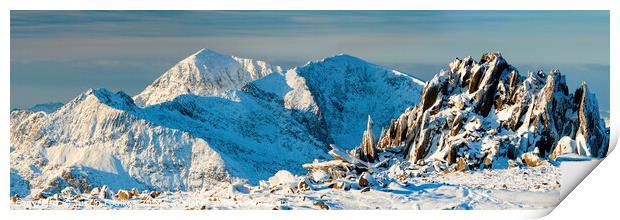 The Snowdon Massif from Glyder Fach Print by Justin Foulkes