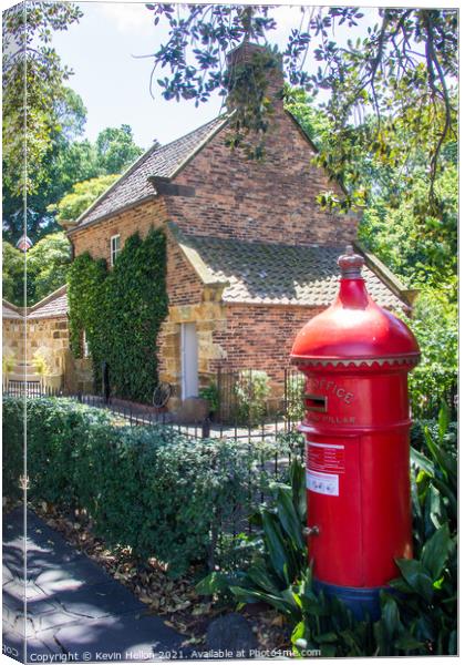 James Cooks cottage and pillar box Canvas Print by Kevin Hellon
