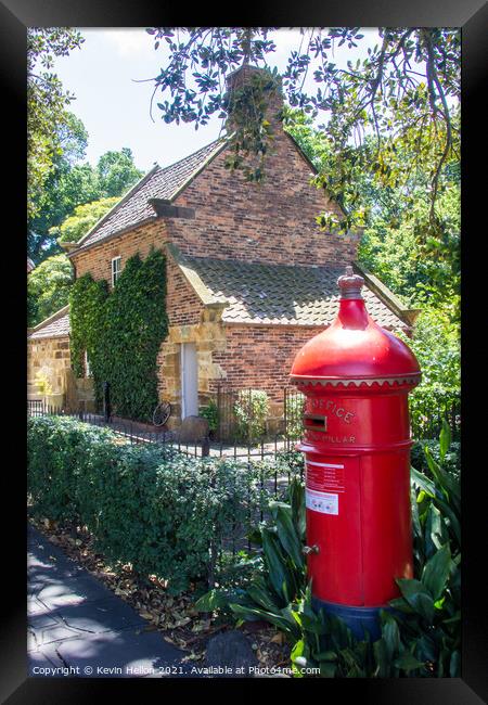 James Cooks cottage and pillar box Framed Print by Kevin Hellon