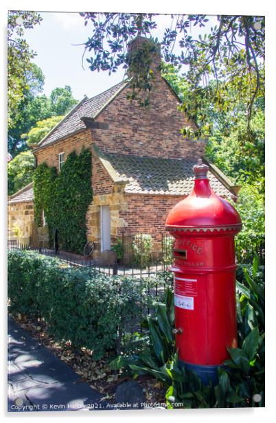 James Cooks cottage and pillar box Acrylic by Kevin Hellon