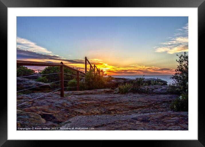 Sunrise over the cliffs Framed Mounted Print by Kevin Hellon