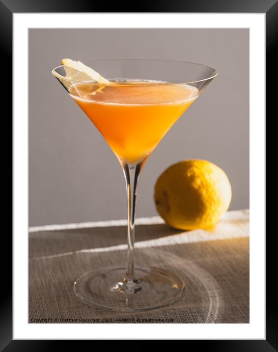 Sidecar  or Between the Sheets Cocktail with Lemon Framed Mounted Print by Dietmar Rauscher