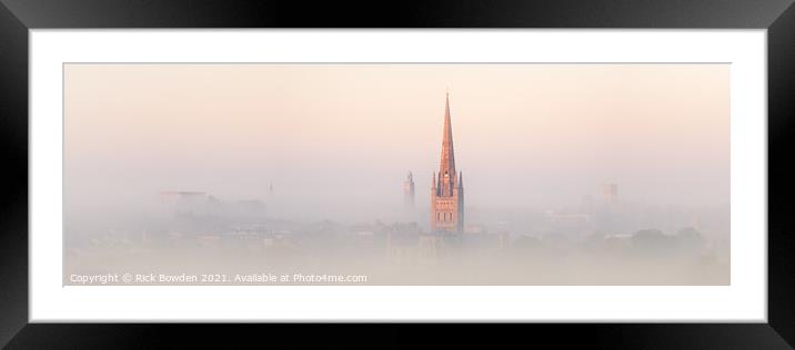 Majestic Norwich Cathedral Emerging from the Mist Framed Mounted Print by Rick Bowden
