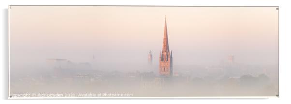 Majestic Norwich Cathedral Emerging from the Mist Acrylic by Rick Bowden