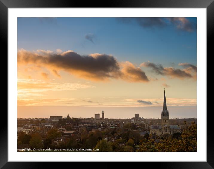Norwich Autumn Sunset Framed Mounted Print by Rick Bowden