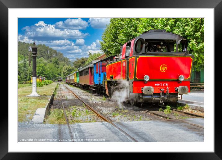 Vintage Steam Train through the French Countryside Framed Mounted Print by Roger Mechan