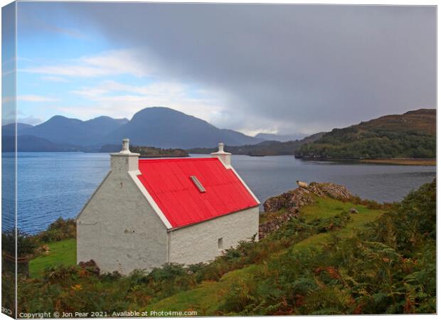 Red Roof & Sheep. Canvas Print by Jon Pear