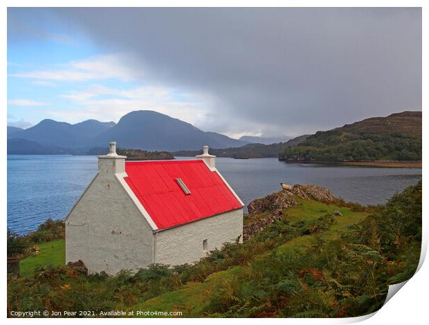 Red Roof & Sheep. Print by Jon Pear