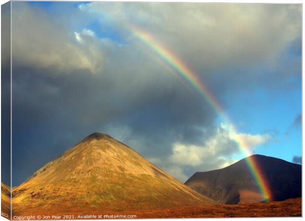 Rainbow over Glamaig Canvas Print by Jon Pear