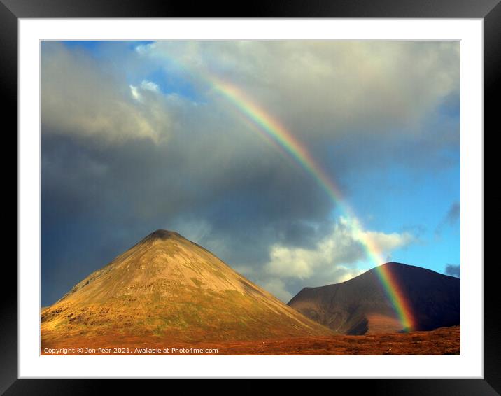 Rainbow over Glamaig Framed Mounted Print by Jon Pear