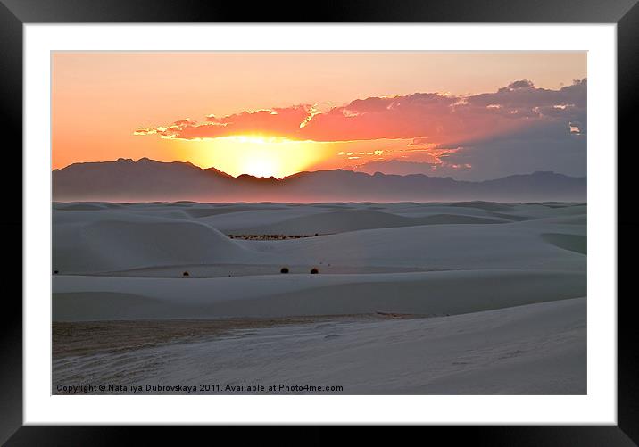 Sunset at White Sands National Monument - New Mexi Framed Mounted Print by Nataliya Dubrovskaya