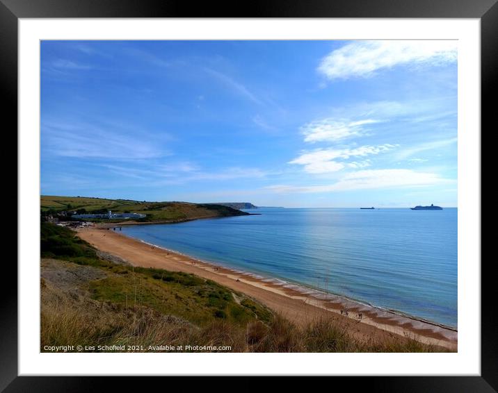 Bowlease Cove Weymouth Framed Mounted Print by Les Schofield