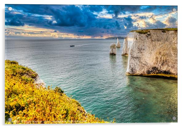 Limestone Stacks Rising From the Sea Acrylic by Roger Mechan