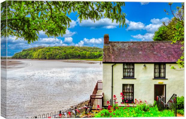 Serene Dylan Thomas Boathouse in Laugharne Canvas Print by Roger Mechan