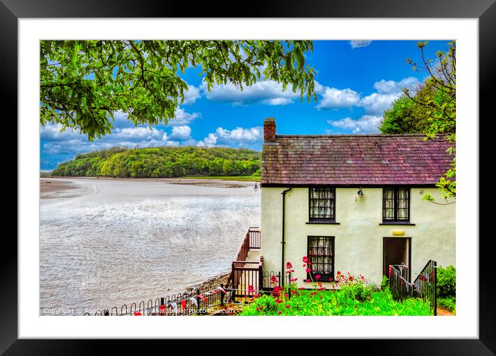 Serene Dylan Thomas Boathouse in Laugharne Framed Mounted Print by Roger Mechan