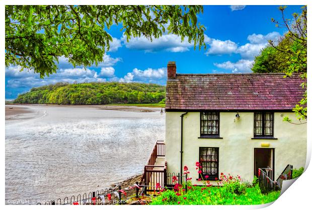 Serene Dylan Thomas Boathouse in Laugharne Print by Roger Mechan