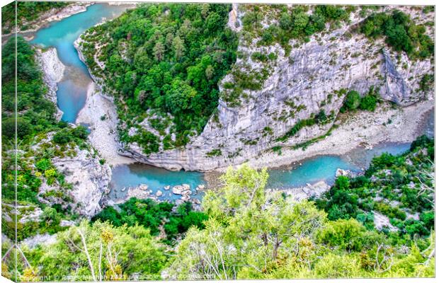 The Gorge of Verdon and river  Canvas Print by Roger Mechan