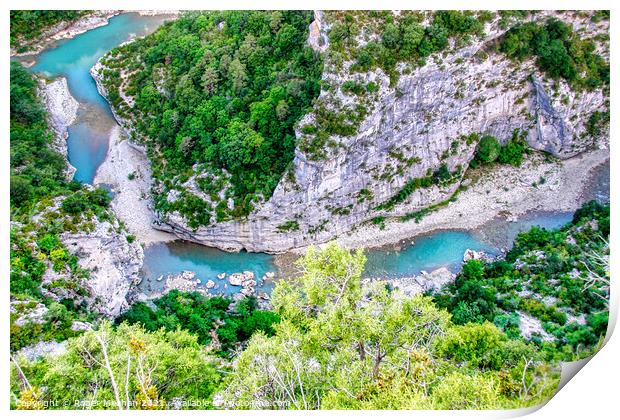 The Gorge of Verdon and river  Print by Roger Mechan