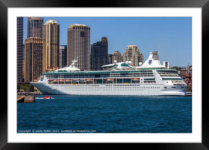 Cruise ship Rhapsody of the Seas moored in Sydney  Framed Mounted Print by Kevin Hellon