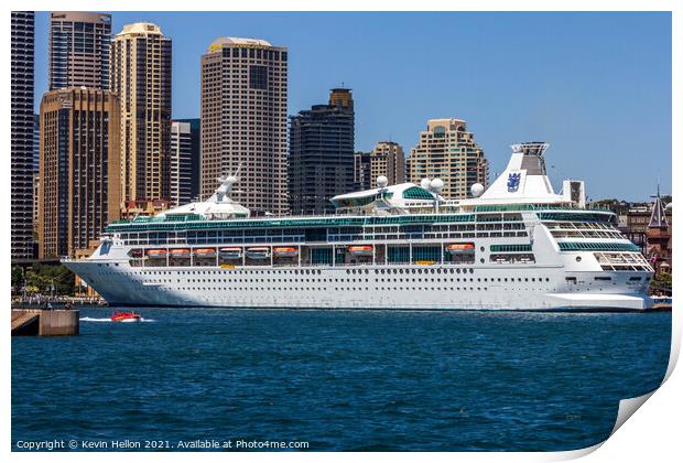 Cruise ship Rhapsody of the Seas moored in Sydney  Print by Kevin Hellon