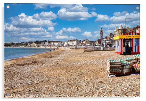 Serene View of Weymouth Beach Acrylic by Roger Mechan