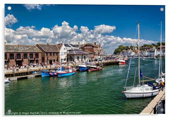 Weymouth Old Harbour Acrylic by Roger Mechan