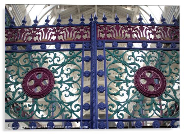 Gates inside Smithfield Market London Acrylic by Kevin Plunkett