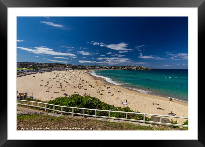 Bondi beach on a sunny day. Framed Mounted Print by Kevin Hellon