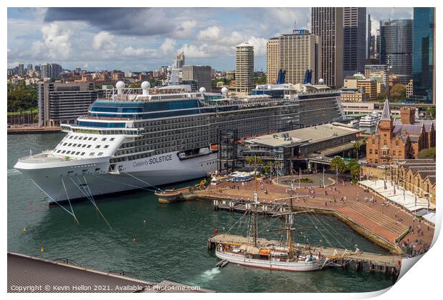 Cruise ship Celebrity Solstice moored at Circuls Q Print by Kevin Hellon
