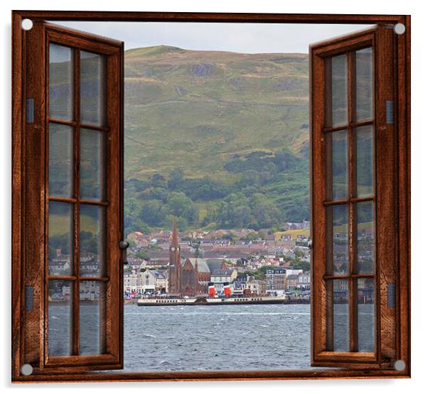 PS Waverley at Largs, window view Acrylic by Allan Durward Photography