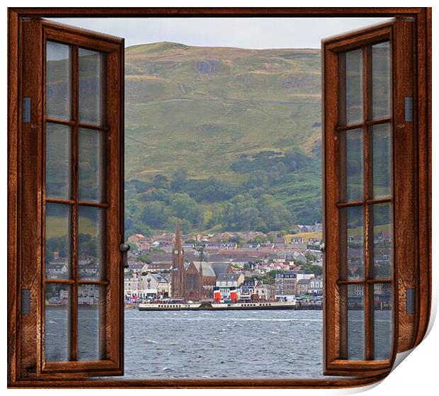 PS Waverley at Largs, window view Print by Allan Durward Photography