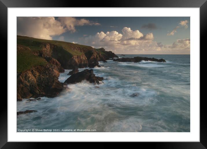 Caerthillian Cove - Lizard coast Cornwall Framed Mounted Print by Steve Bishop
