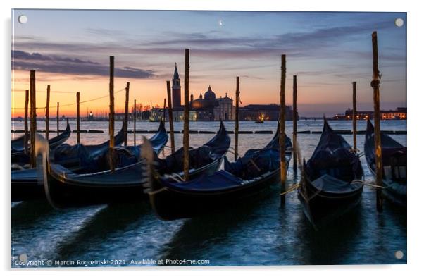 Venice gondolas at sunrise Acrylic by Marcin Rogozinski