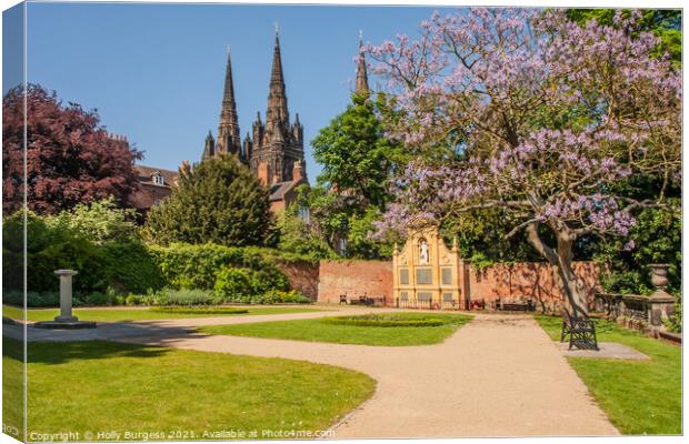 Lichfield Cathedral, only Cathedral with three spires  Canvas Print by Holly Burgess