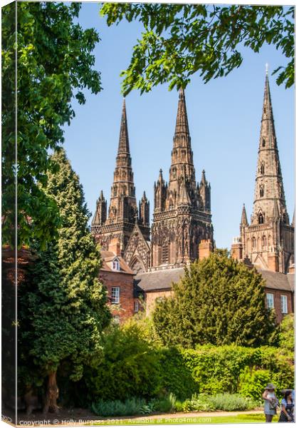 Lichfield Cathedral: Tri-Spired Architectural Marv Canvas Print by Holly Burgess
