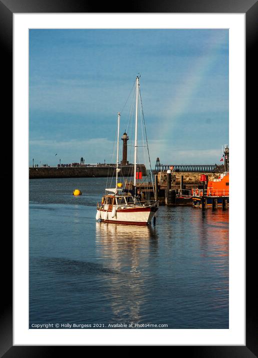 Rainbow's Embrace over Whitby Harbour Framed Mounted Print by Holly Burgess