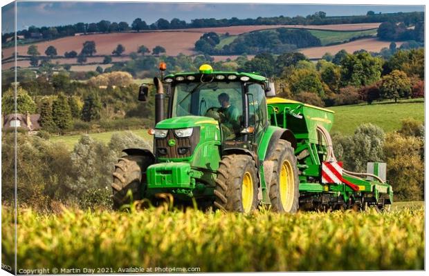 Powering Through the Fields Canvas Print by Martin Day